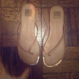 Dolce Vita Nude Leather Flip Flops 9.5